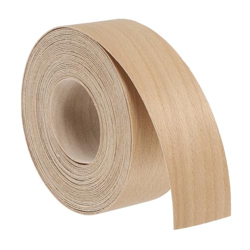 uxcell 1-1/2 Inch x 25ft Wood Veneer Edge Banding, Pre-Glued Flexible Beech Edging Strips, Iron on with Hot Melt Adhesive Wood Tape for Cabinet Repair and Furniture Restoration - size: 1-1/2 Inch x 25ft