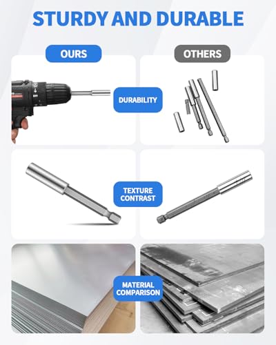 8 PCS Drill Bit Extension, 1/4" Hex Shank Magnetic Drill Extension Bit Holders, S2 Steel Impact Drill Bit Extender (2 Inch,3 Inch, 4 Inch, 6 Inch) for DIY, Automotive; Repair Work
