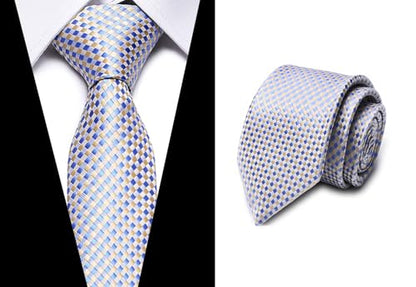 joy alice Tie For Men 6 PCS Necktie Woven Jacquard Neck Ties Set Neck Ties - color: Blackwhitered Babyblue Grey