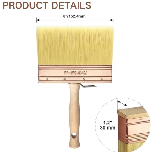Deck Stain Brush 6", Attachable Paint Brush with Wooden Handle - color: 6 Inch