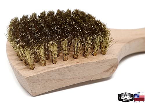 Brass Wire Scrub Brush, Large 9-in Hardwood Handle, Made in USA - size: 9-Inch Long