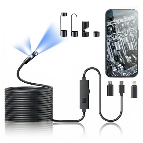 Dual-Lens Endoscope Camera with Light, 1920P HD Borescope