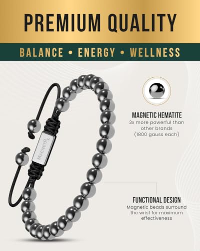MagnetRX® Hematite Beaded Magnetic Bracelets (Classic 6mm) - color: Classic 6mm Bead