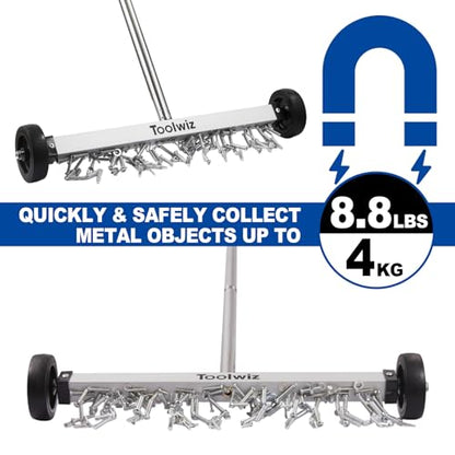Toolwiz Magnetic Pick Up Sweeper 17-inch Wide, 8.8 Lbs Magnet Pull Force - size: 17 Inches