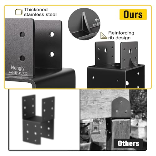 Post Anchor Connector Post Base Bracket for Supporting Wood Beams (2Pack, 6x6-4x6) - size: 6x6-4x6, style: 2Pack