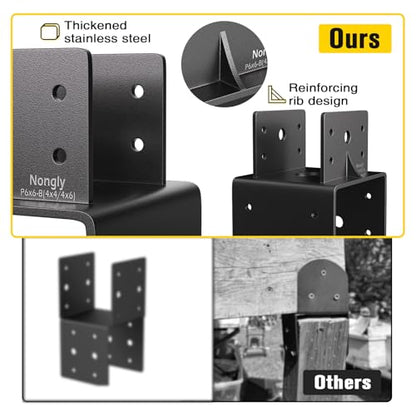 Post Anchor Connector Post Base Bracket for Supporting Wood Beams (2Pack, 6x6-4x6) - size: 6x6-4x6, style: 2Pack