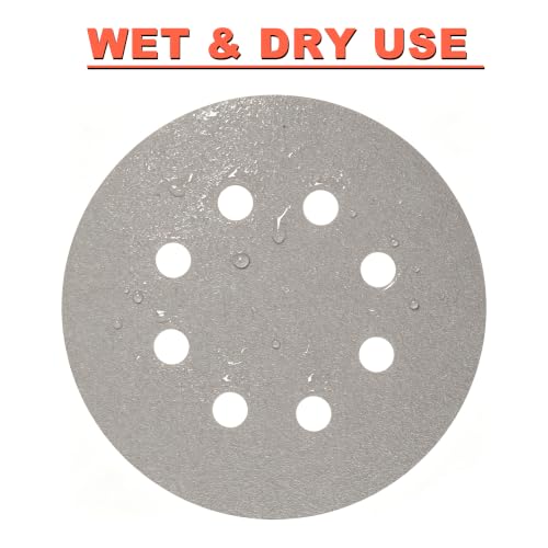 5 Inch Film Sanding Discs: 80-240 Grit Hook & Loop 8 Hole Assortment