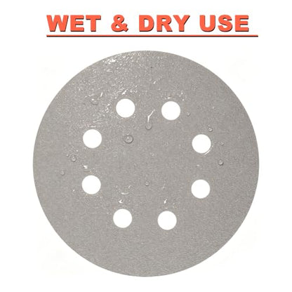 5 Inch Film Sanding Discs: 80-240 Grit Hook & Loop 8 Hole Assortment