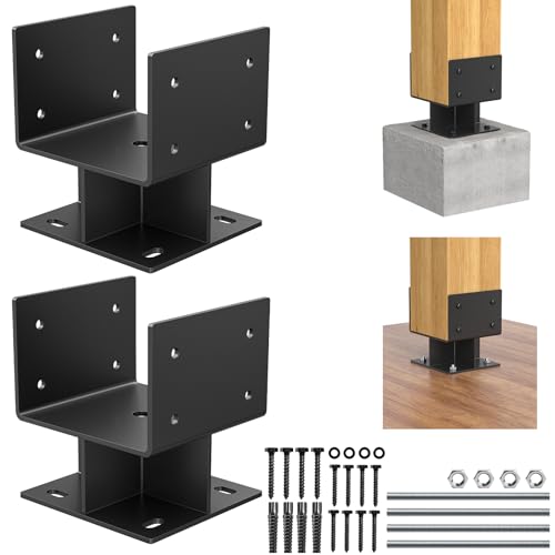 2Pcs 6x6 Concrete Post Base,Heavy Duty Adjustable Anchor Bracket - size: 6x6