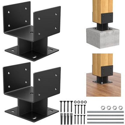 2Pcs 6x6 Concrete Post Base,Heavy Duty Adjustable Anchor Bracket - size: 6x6