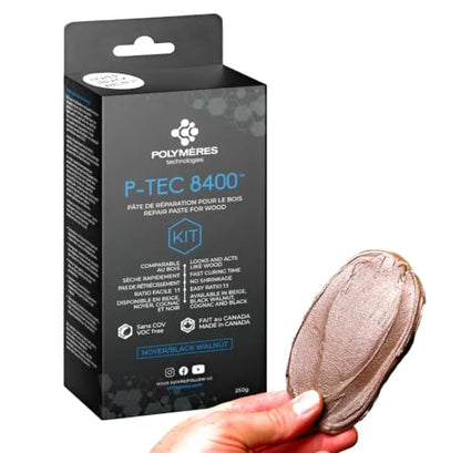 P-Tec 8400 Wood Filler - 250g - Fast Cure Crack & Knot Repair (Walnut) - color: Walnut