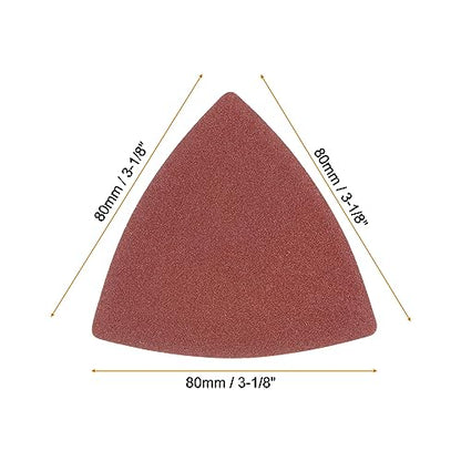HARFINGTON 60pcs Triangular Hook & Loop Sandpapers 180 Grits 3-1/8" Aluminum Oxide Sanding Pads Random Orbital Mouse Detail Sander Papers Oscillating Multi Tool Sheets - size: 180 Grits