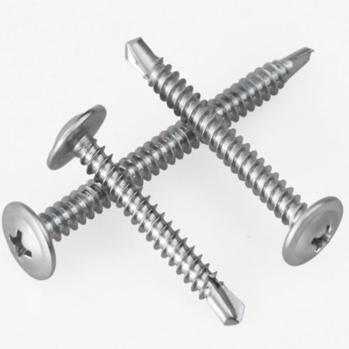 #8 x 1-1/2" Self Tapping Screw for Roofing, 410 Stainless Steel (80pcs) - color: 410 Stainless Steel Sliver, size: #8x1-1/2''-80Pcs
