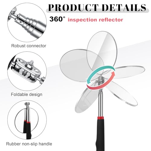 6 Pcs LED Telescoping Inspection Mirror Under Vehicle Inspection Mirror