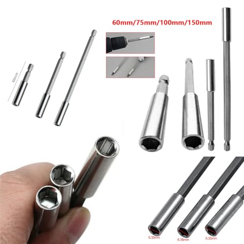 4 Pack Drill Bit Extension Magnetic Screwdriver Bit Holder Set Quick Release Magnet Tip Socket 1/4'' Hex Shank Extension Adapter Extender for Drills Cordless Drill Impact Driver Power Tool
