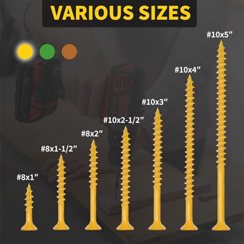 Deck Screws 4 Inch, 50PCS, FIXLINK #10 x 4 Wood Screws, Tan - color: Tan, size: #10 x 4"
