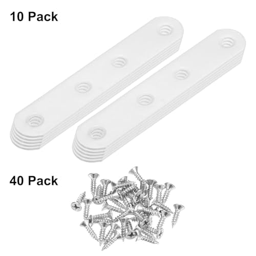 M METERXITY 10-Pack Flat Straight Brackets 3.74x0.71in, White - color: White, size: 95mm