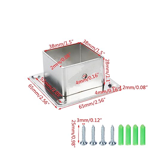 Wealrit 4Pcs Square Post Bases, 1.5" Stainless Steel Flange Anchor Bases - style: 4 pcs 1.5" Silver