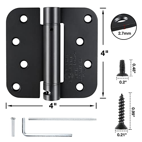 KIW Automatic Self-Closing Matte Black Door Hinges Satin 4" 5/8" 4 Pack - color: Matte Black, size: 4 Pack
