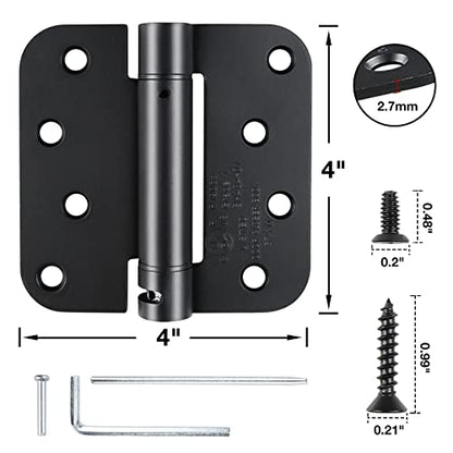 KIW Automatic Self-Closing Matte Black Door Hinges Satin 4" 5/8" 4 Pack - color: Matte Black, size: 4 Pack