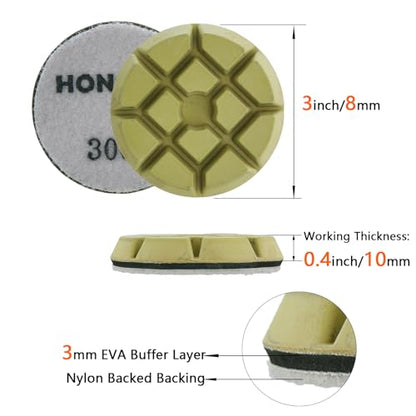 3" x 10mm Diamond Polishing Pads, 3000 Grit, 3-Pack Resin Bond - style: 3000 Grit