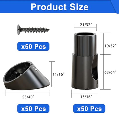50 Pcs Baluster Slant Shoes for 3/4" OD Hollow Round Deck Balusters, Easy to Install Stair Baluster Connectors, Stair Railing Shoes for 22°–42° Angled Railings, Durable Baluster Repair Kit BS50 - size: Angled Rail