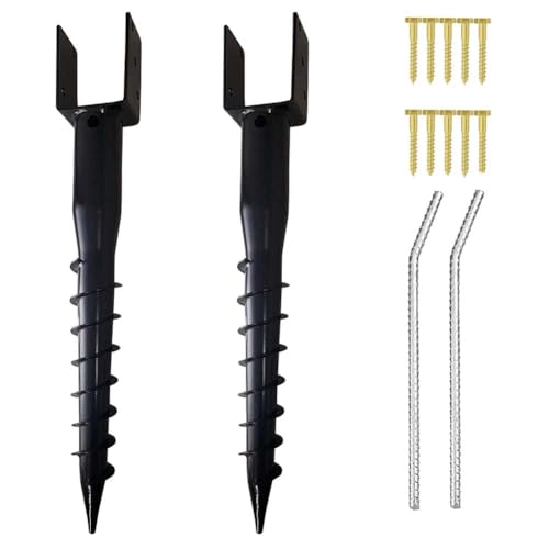 4 x 4 No-Dig Ground Anchor Post Holders, 27" Screw-in Stakes, 2 Pack - size: 2 Packs