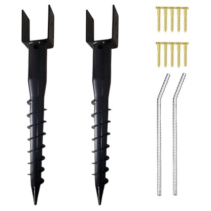 4 x 4 No-Dig Ground Anchor Post Holders, 27" Screw-in Stakes, 2 Pack - size: 2 Packs