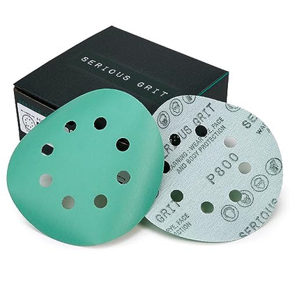 Serious Grit - 5-Inch 8-Hole P800 Grit Sanding Discs - 50 Pack Box - size: 800 Grit