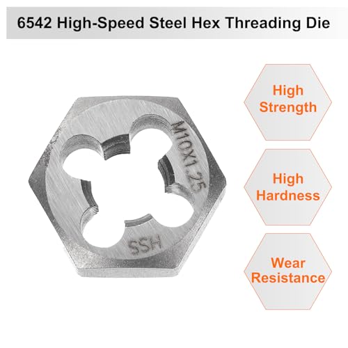 HARFINGTON Hex Threading Die M10x1.25 Metric Thread Rethreading Fixed Die - size: M10 x 1.25