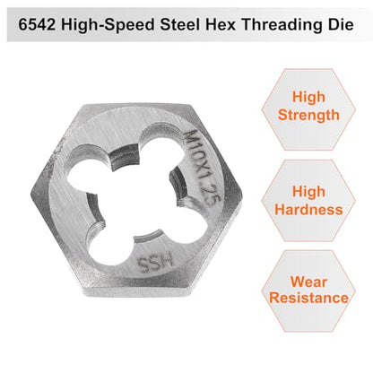 HARFINGTON Hex Threading Die M10x1.25 Metric Thread Rethreading Fixed Die - size: M10 x 1.25