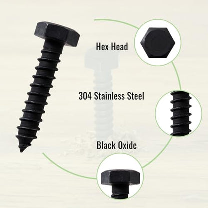 LIONMAX 30-PCS Lag Bolts, 5/16" x 1-1/2" Stainless Steel Black Lag Screws - size: 5/16" x 1-1/2"