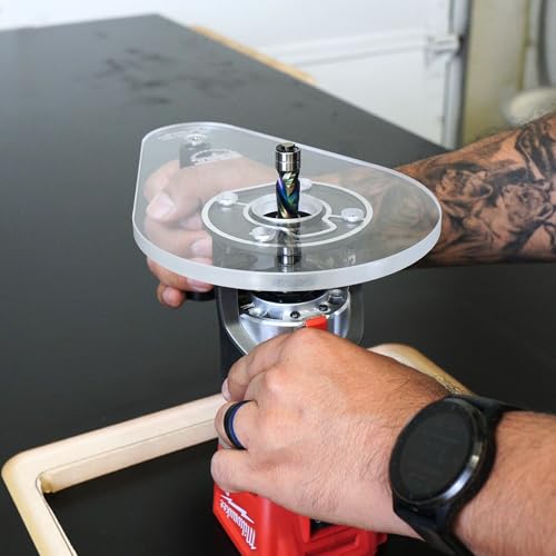 WOOD GRAIN JUNKIE® TrimFit Pro® 6”x9” Single Grip Router Base Plate Compatible with Milwaukee M18 FUEL 2723-20 – Pre-Drilled, 3/8” Thick Clear Cast Acrylic Router Base Accessory, Made in USA