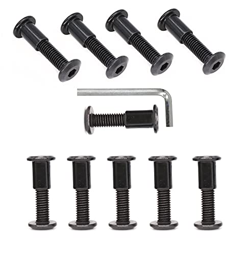 10-Pack Black M8 25mm Countersunk Rivet Socket Cap Connecting Bolts Cap Nuts Assortment Kit for Furniture Connecting - size: M8 x 25mm 10-Pack