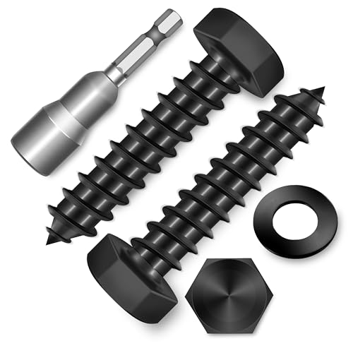 (10-Set) 3/8 x 1-1/2" Lag Screws, Stainless Steel Heavy Duty Hex Head Lag Bolts for Wood, Commercial/Industrial Grade 1/4 Bolts, Mounting Screws Bolts Kit, Black Oxided by Marysino - color: Black, size: 3/8 x 1-1/2"