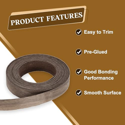 uxcell 5/8 Inch x 15ft Wood Veneer Edge Banding, Pre-Glued Flexible Black Walnut Edging Strips, Iron on with Hot Melt Adhesive Wood Tape for Cabinet Repair and Furniture Restoration - size: 5/8 Inch x 15ft