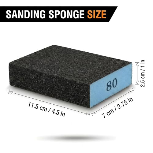 8 Pack Sanding Sponge Blocks,80 Grit Cuttable Washable Reusable Wet Dry Sanding Blocks for Drywall, Wall, Metal, Wood Furniture, Woodworking, Home Renovation - color: 80 Grit