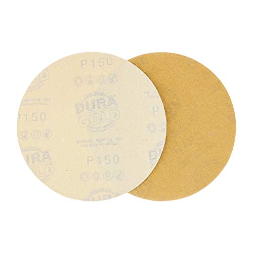 Dura-Gold Premium 6" Gold Sanding Discs, 150 Grit, Hook & Loop, Box of 50 - size: 150-Grit
