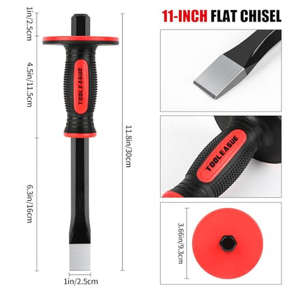 TOOLEAGUE 3Pcs Heavy Duty Masonry Chisel Set with Hand Protection - size: 8-11 inches