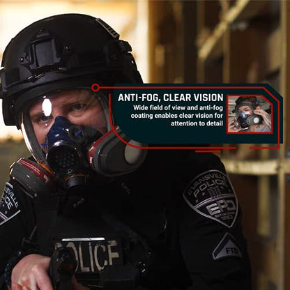 Parcil Distribution Full Face Respirator Mask - Air Purifying, Organic Vapor & Particulate - Industrial Use - CE Tested - color: Pd-101 Inferno Red