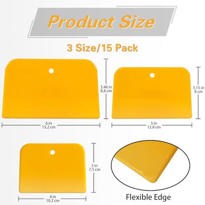 Body Filler Spreaders (Pack of 15) - 4, 5, 6 Inch Reusable Auto Body Plastic Filler Spreader Tool for Automotive Body Applying Fillers, Putties, Glazes, Caulks - Autobody Paint Repairs - size: 3Size