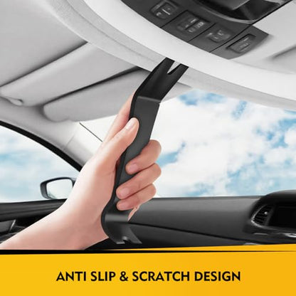 Auto Trim Removal Tool Kit, 5-Piece No Scratch Plastic Pry Tool Set for Car Door Panel & Dashboard - Professional Trim Tools Automotive with Clip Fastener Remover, Scratch-Resistant - Black