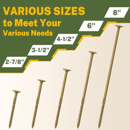 LIONMAX Lag Screws #14 x 4-1/2 Inch, 100-PCS Structural Screws, Bronze - size: #14 x 4-1/2"