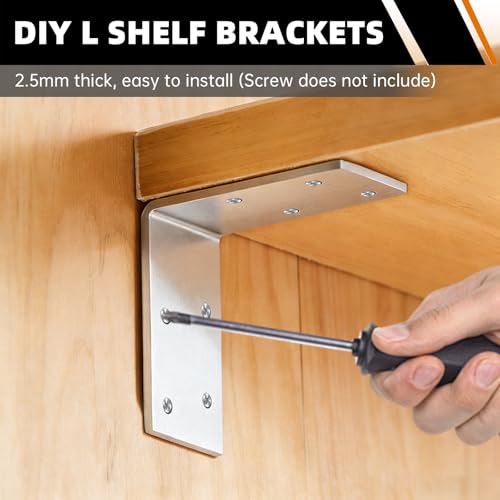 3"x3"x1.5" Steel Angle Bracket, 90 Degree L Corner Brace - size: （8PCS） Silver