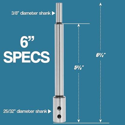 6" & 10" Forstner Bit Extension Set 3/8" Collet - size: 6" & 10" (3/8" Shank)