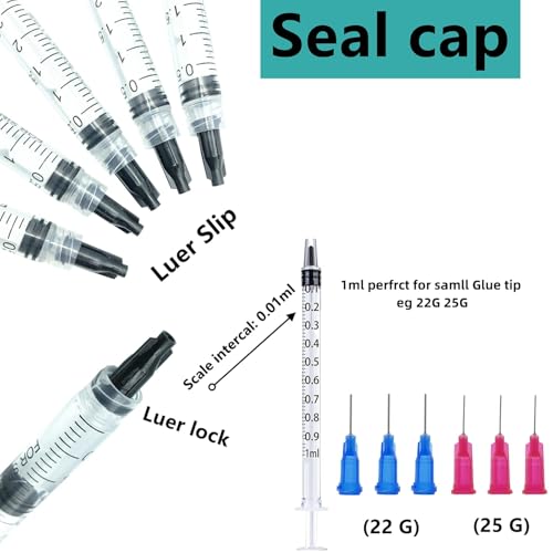 30 pack 1ml, 3ml, 5ml, 10ml, 20ml Glue Dispenser Accessories with14ga,16ga, 18ga, 20ga, 22ga, 25ga Dispensing Accessories and Caps, for Liquid, Glue, Ink, craft making - size: 30 Pack (1ml, 3ml, 5ml, 10ml, 20ml)