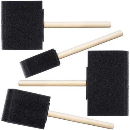 SmallCat 4 PCS Foam Paint Brushes, 4 Sizes Foam Sponge Brushes for Varnishes, Sponge Brushes with Wood Handles for Painting, Staining, and DIY Crafts (1", 2", 3", 4") - Black - size: 1", 2", 3", 4"(4pcs)