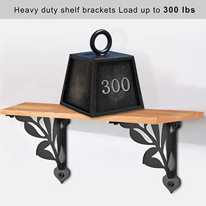 SELEWARE 4 Pack 8" Heavy Duty Shelf Brackets, Branch Decorative L Brackets - size: 8 Inch, style: Branch-4 pack