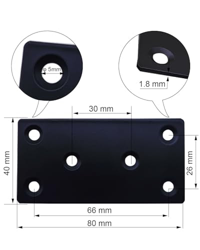10 Pack Flat Mending Plate for Wood, Black 3.1''X1.5'' Metal Mounting Plates with 6 Holes, Stainless Steel Flat Straight Brace Bracket for Furniture, Cabinets, DIY & Construction - size: 10 Pack 3.11 x 1.57 x 0.07 inch, Black