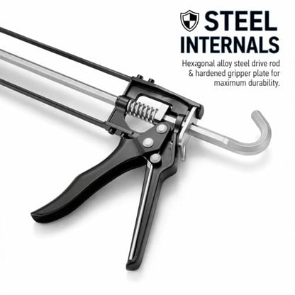 107 Series Manual Caulking Gun -10 oz Cartridge Dispenser, 7:1 Thrust Ratio, Lightweight 1.20 lbs No Drip Hand Operated Sealant & Adhesive Applicator - Professional Contractors DIY Projects - size: 10oz / 300ml, style: 7:1 Manual Gun